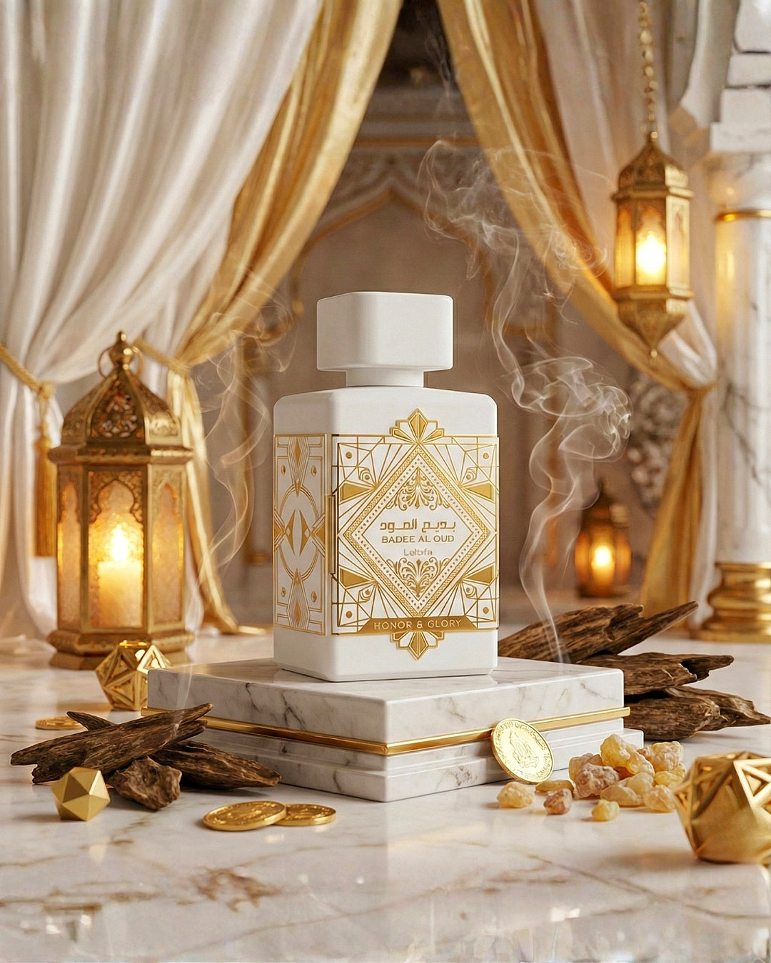 Perfume BADEE AL OUD HONOR & GLORY LATTAFA EDICIÓN BLANCA Estuche Sencillo Unisex