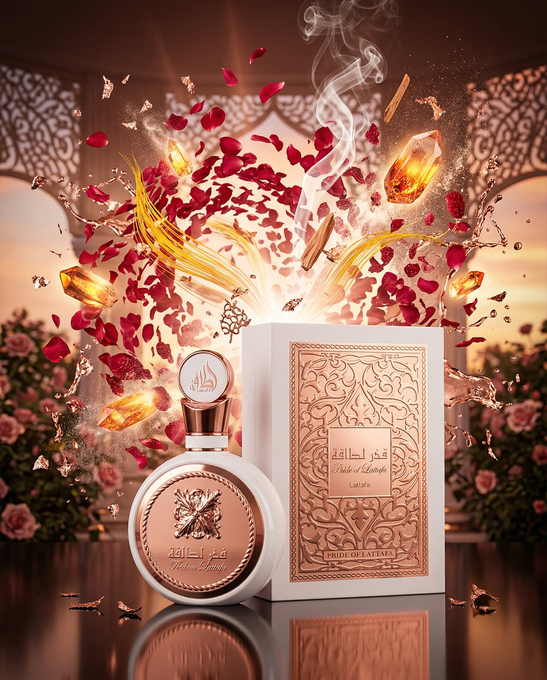 Perfume FAKHAR LATTAFA PRIDE OF LATTAFA Blanca con Oro RosaDama